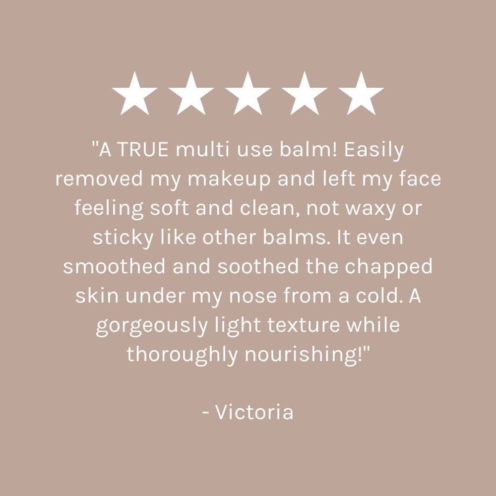 five star customer review on beige background