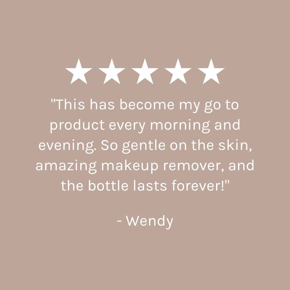 five star customer review on beige background