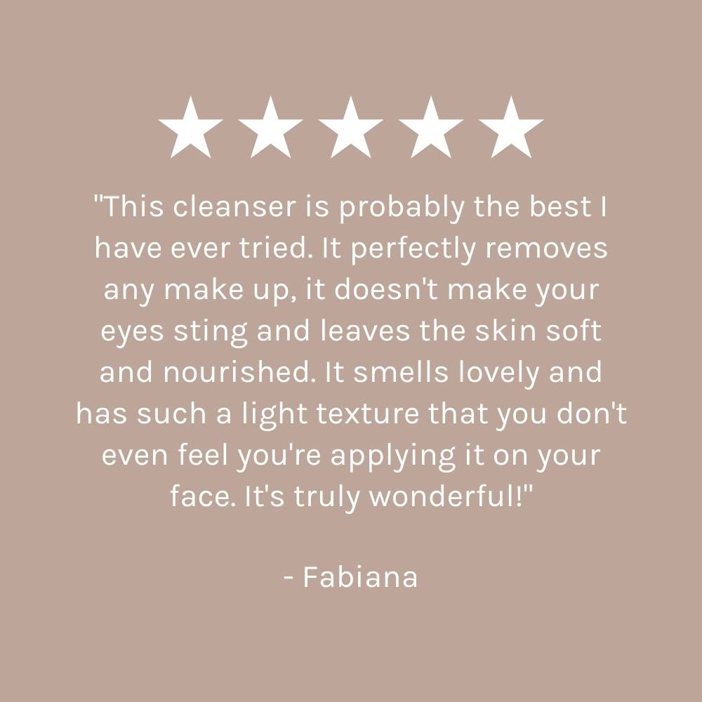 five star customer review on beige background