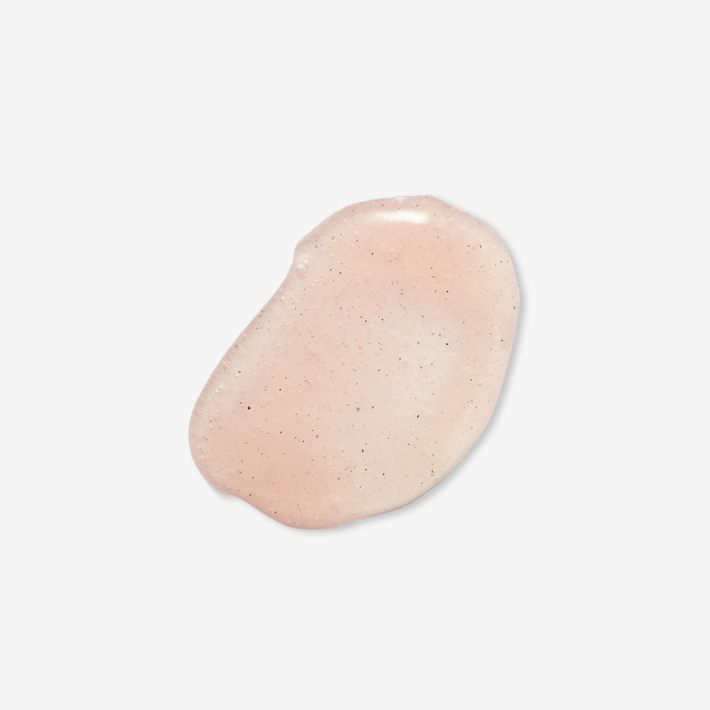 soft pink swatch showing texture of rose quartz facial polish