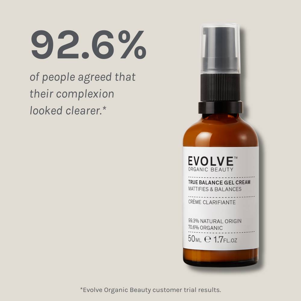 True Balance Gel Gream packshot on dark beige background showing results of a positive consumer panel test
