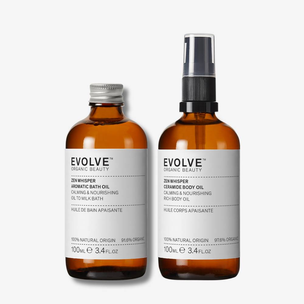 Evolve Organic Beauty Gift Set / Bundle Zen Whisper Bath & Body Oil Duo