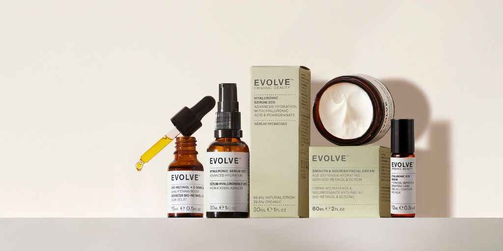 image of evolve products against neutral background on stone countertop