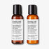 Evolve Organic Beauty pure tranquility duo  travel size in brown  plastic bottle with black lid on off white background with shadow behind