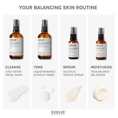 infographic showing a simple 4 step routine with recommended products