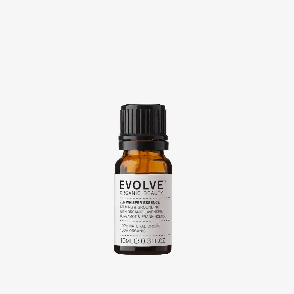 Evolve organic beauty essential oil bottle on a white background