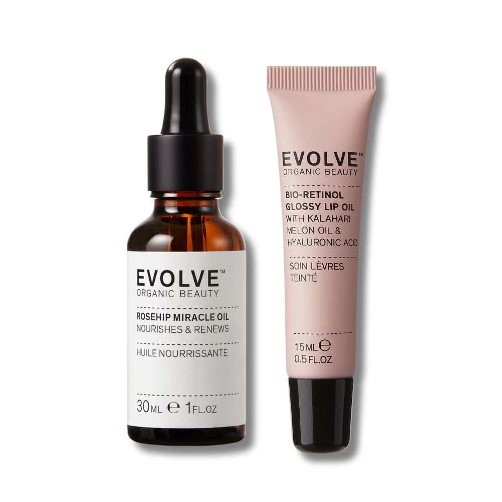 Evolve Organic Beauty Gift Set / Bundle Miracle Face &amp; Lip Oil Duo
